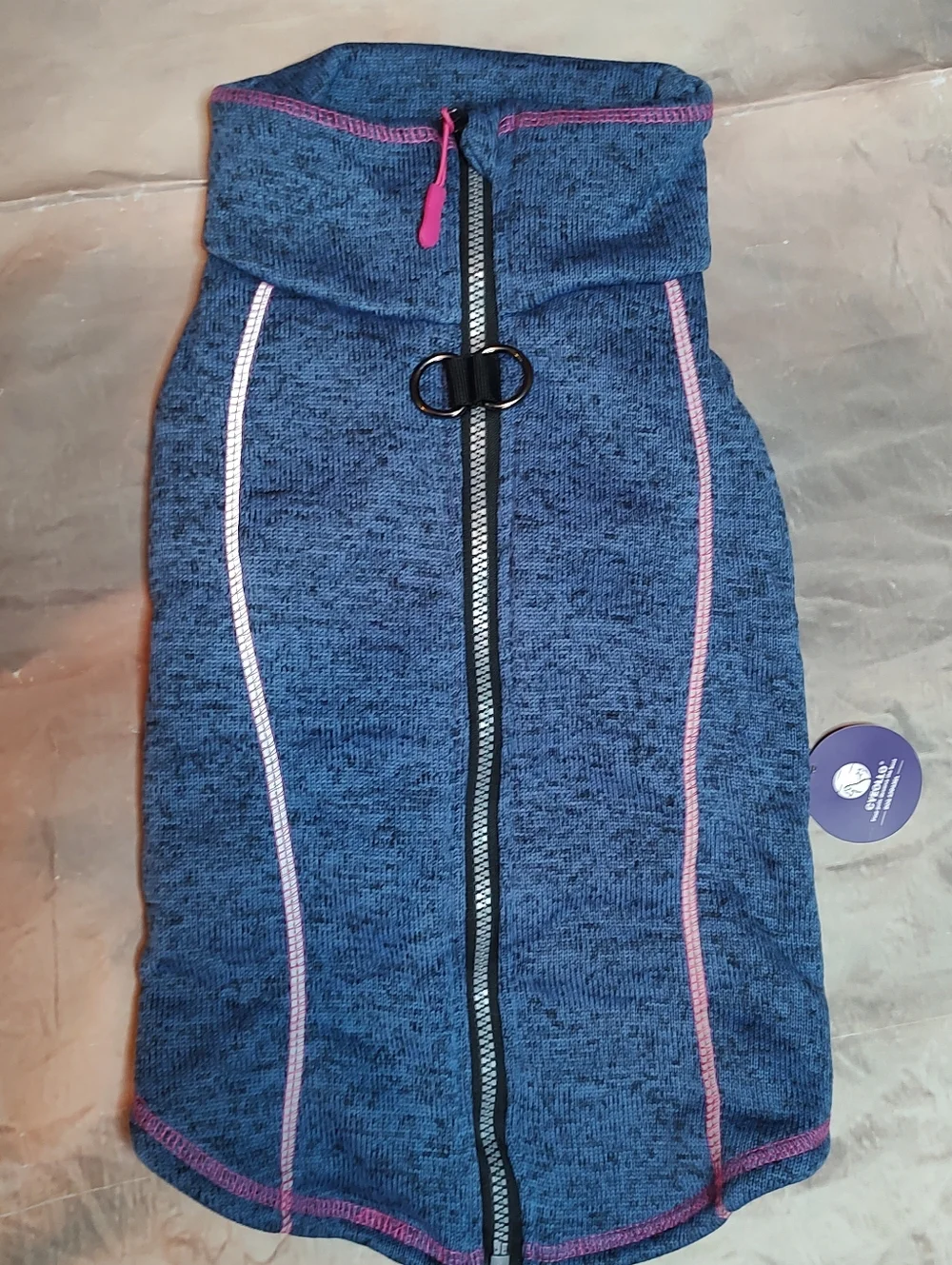cyeollo XL Dog Jacket Coat Fleece Dog Blue with Pink Reflective